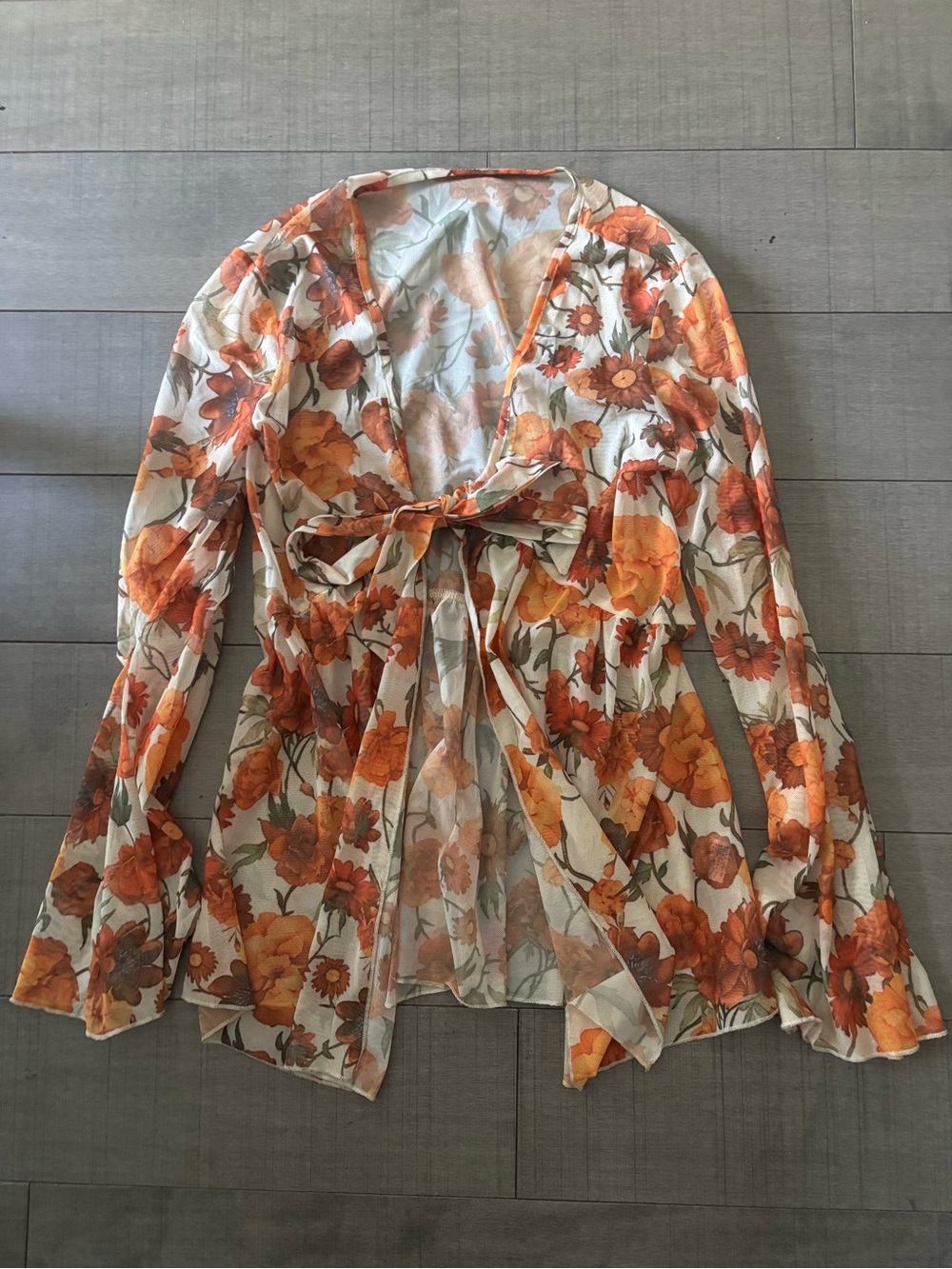 🌺5/$25🌺Bohemian Sheer Kimono-Flared Sleeves & Burnt Orange Floral